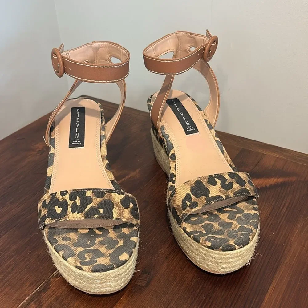 Steven by Steve Madden Kippie Ankle Strap Espadrille Wedge Sandals Size 8.5M